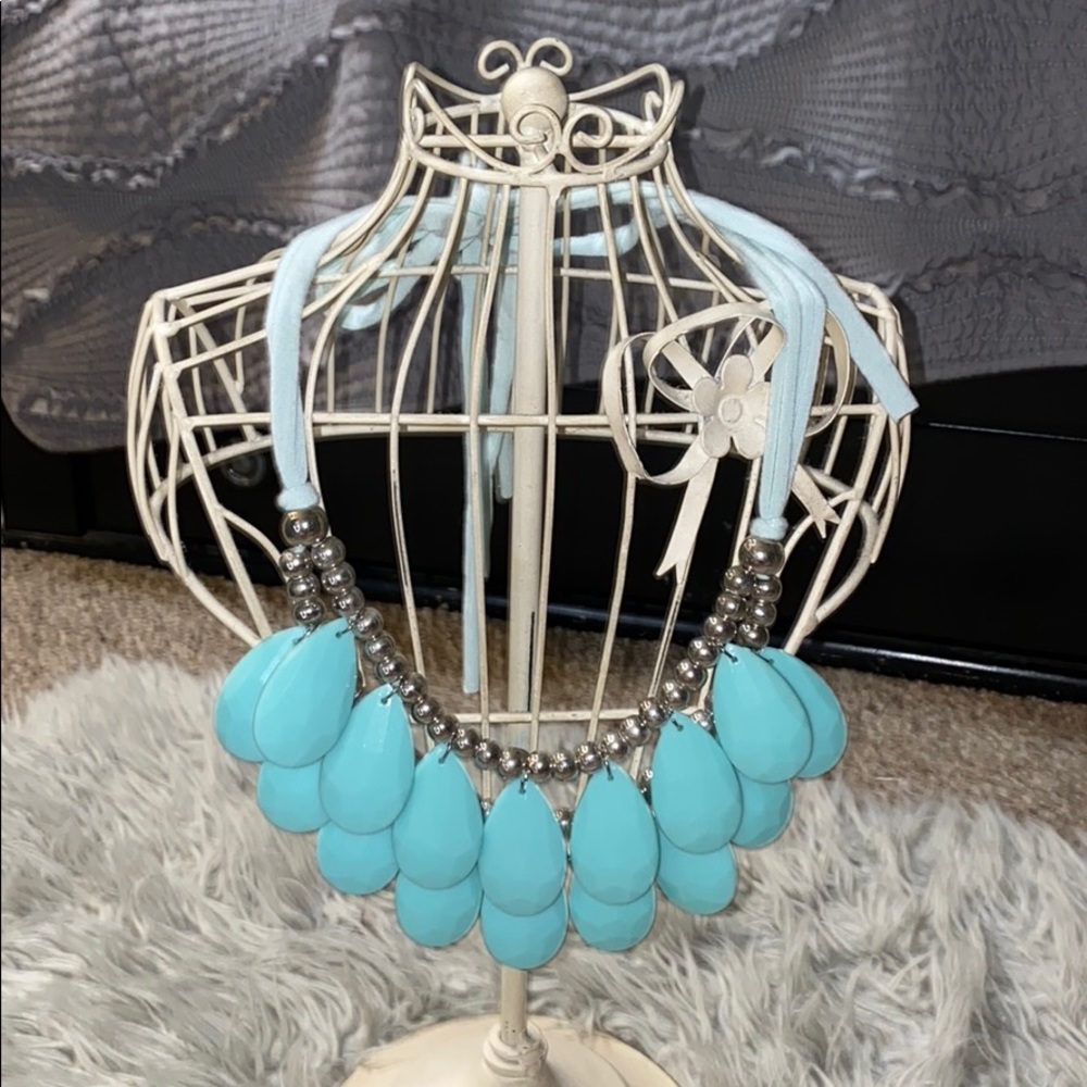 Adjustable Bib necklace! Light blue